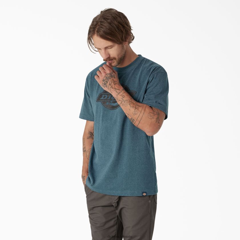 azul báltico (brote) hombres playera de manga corta con logo pesado Dickies vestir X4H0F737