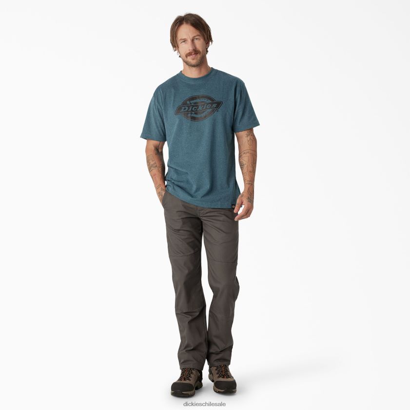azul báltico (brote) hombres playera de manga corta con logo pesado Dickies vestir X4H0F737