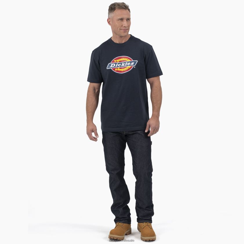 azul marino oscuro (dn) hombres playera de manga corta con gráfico de logo tricolor Dickies vestir X4H0F709