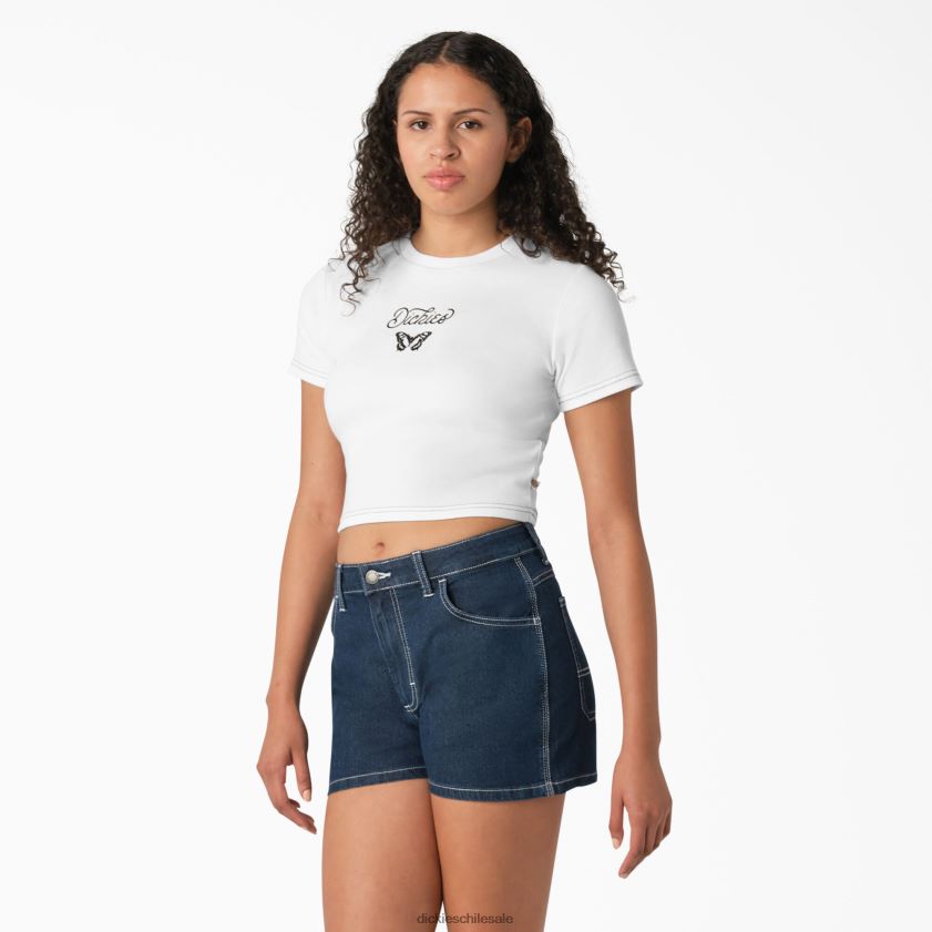 blanco (wh) mujer camiseta corta con gráfico de mariposa para bebé Dickies vestir X4H0F2138