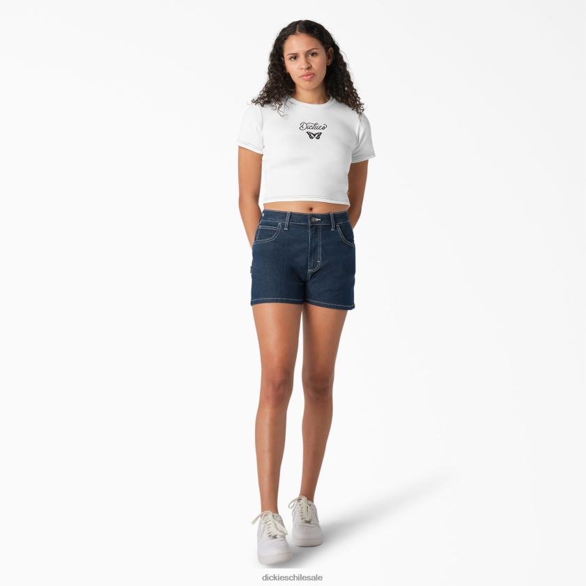 blanco (wh) mujer camiseta corta con gráfico de mariposa para bebé Dickies vestir X4H0F2138
