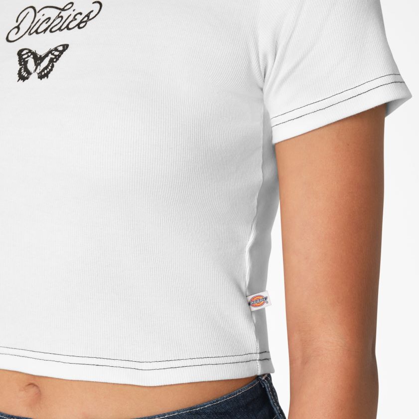 blanco (wh) mujer camiseta corta con gráfico de mariposa para bebé Dickies vestir X4H0F2138