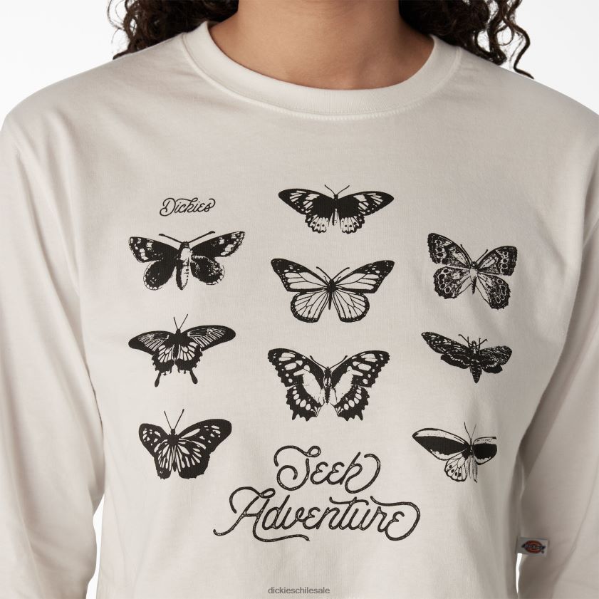 blanco (wh) mujer camiseta corta de manga larga con estampado de mariposas Dickies vestir X4H0F2128