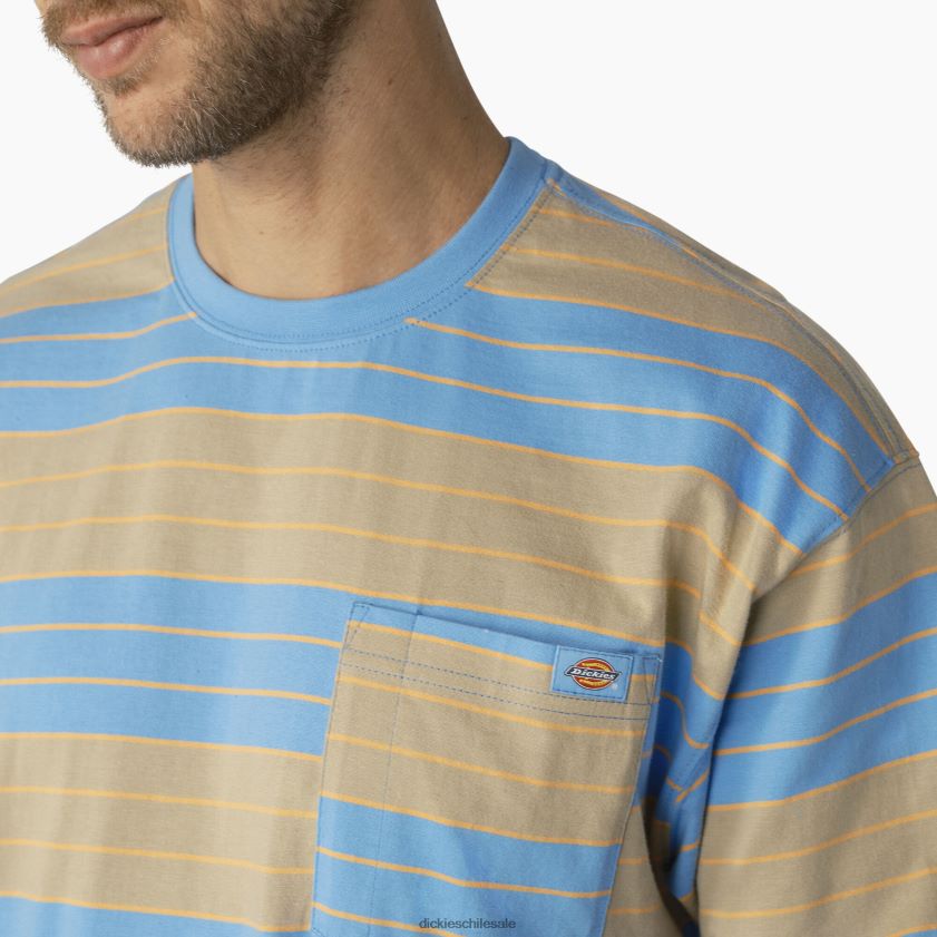 franja azul celeste/arena del desierto (ast) hombres camiseta holgada a rayas con bolsillo Dickies vestir X4H0F742