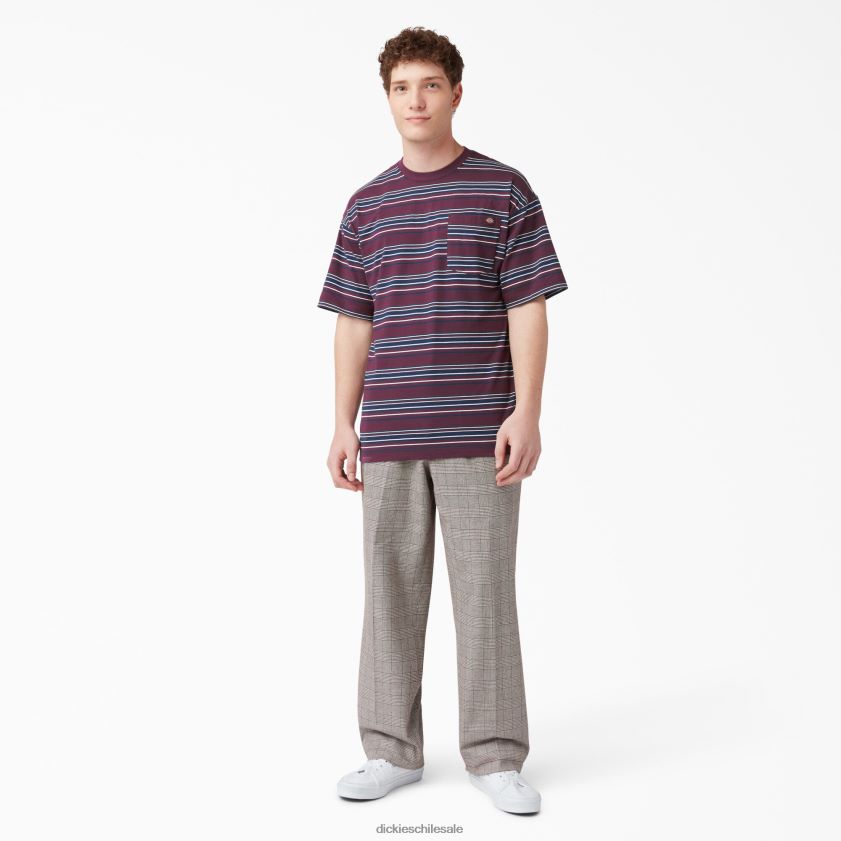 franja de vino de uva (gsw) hombres camiseta holgada a rayas con bolsillo Dickies vestir X4H0F746