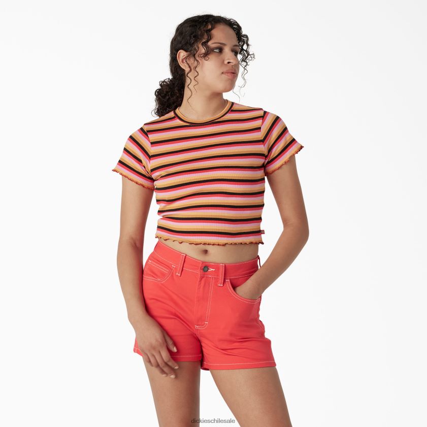 franja naranja de explorador (hachas) mujer camiseta corta de rayas para bebé Dickies vestir X4H0F2075