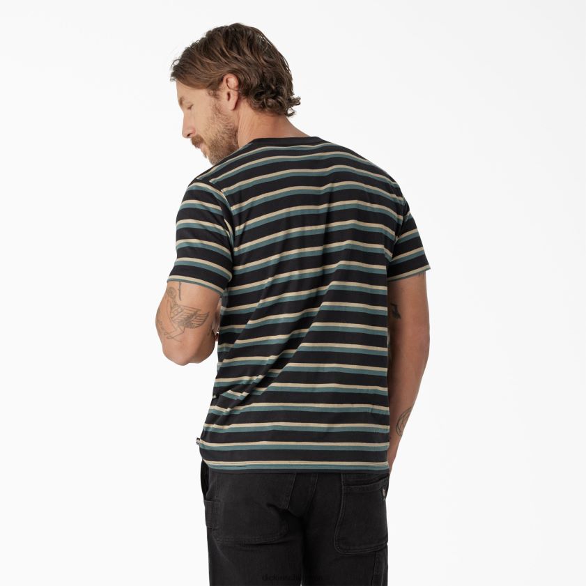 franja negra/verde lincoln (ksg) hombres playera skate a rayas Dickies vestir X4H0F771