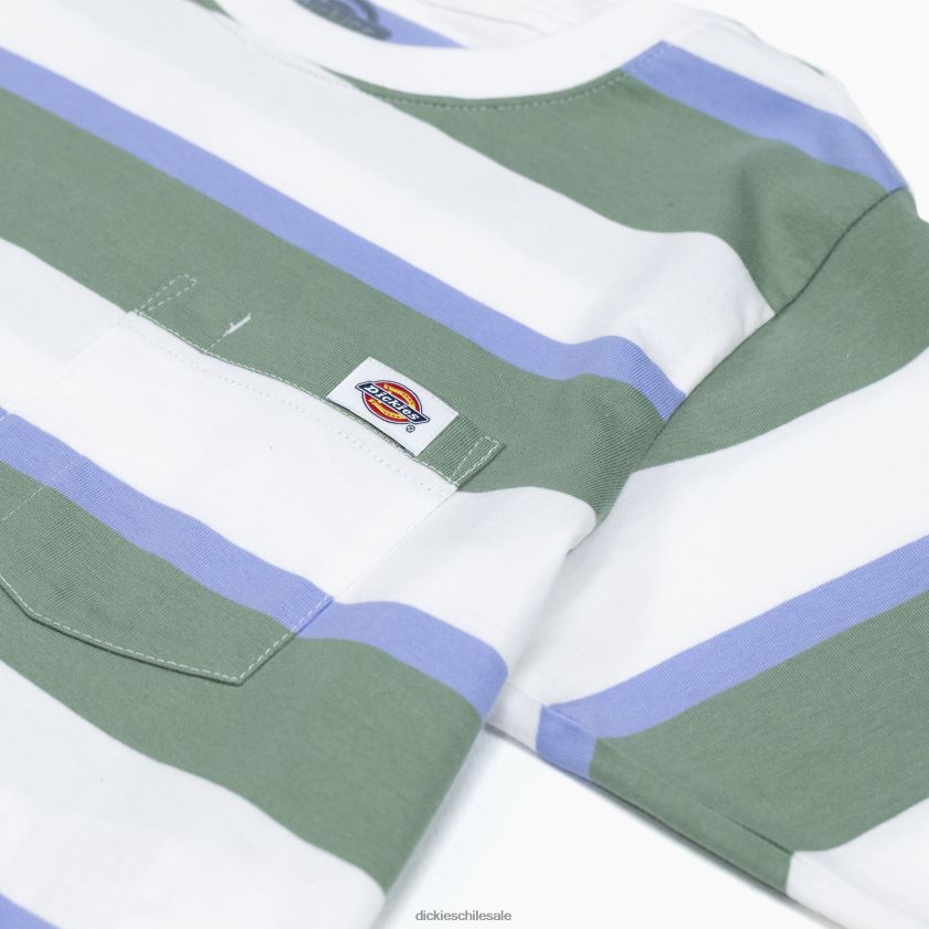 franja universitaria blanca/verde (wse) mujer camiseta corta a rayas Dickies vestir X4H0F2015