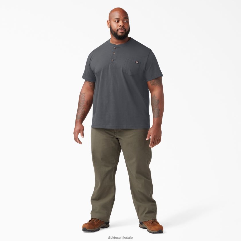 gris carbón (ch) hombres camiseta henley de peso pesado de manga corta Dickies vestir X4H0F636