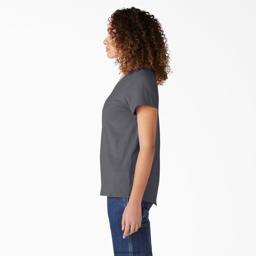 gris grafito (ga) mujer camiseta de manga corta con cuello en v Dickies vestir X4H0F2064