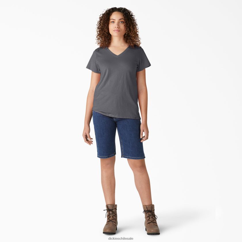 gris grafito (ga) mujer camiseta de manga corta con cuello en v Dickies vestir X4H0F2064