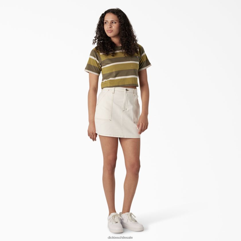 musgo/franja verde militar (mms) mujer camiseta corta a rayas Dickies vestir X4H0F2013