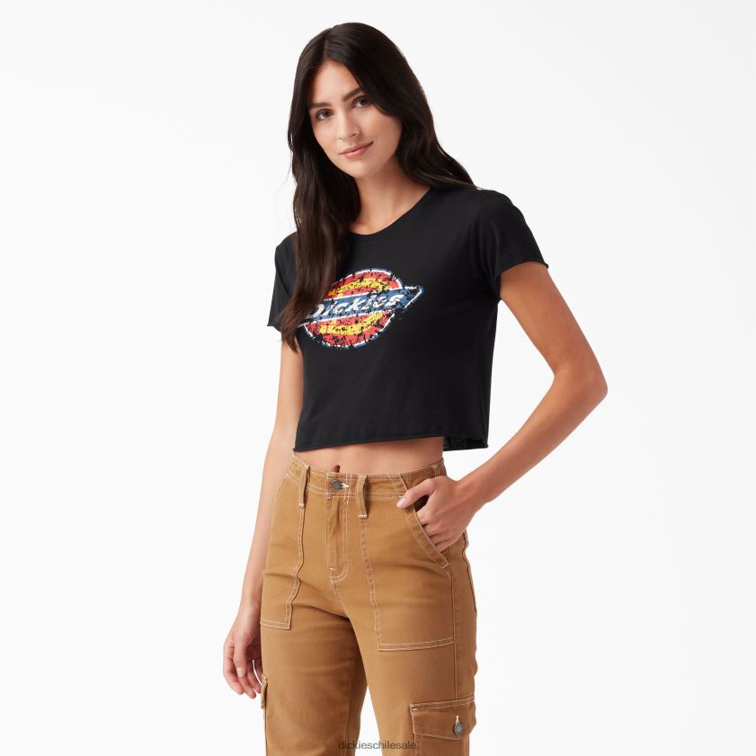 negro (kbk) mujer camiseta corta con logo envejecido Dickies vestir X4H0F2139