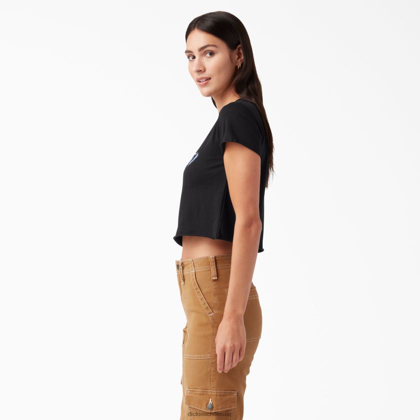 negro (kbk) mujer camiseta corta con logo envejecido Dickies vestir X4H0F2139