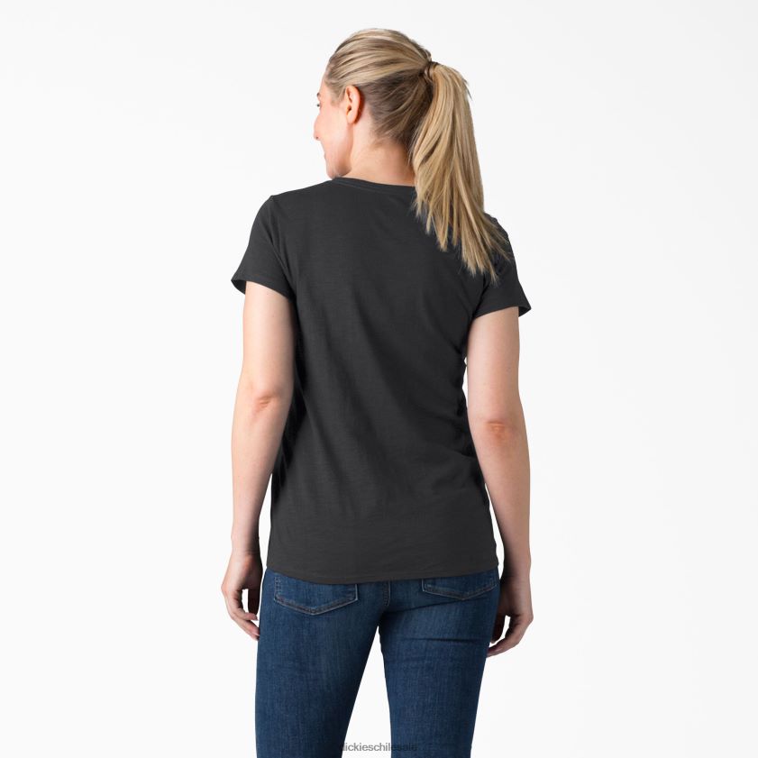 negro (kbk) mujer camiseta de manga corta con cuello en v Dickies vestir X4H0F2065