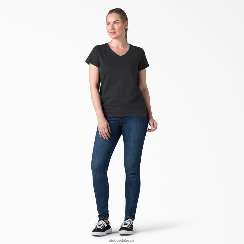 negro (kbk) mujer camiseta de manga corta con cuello en v Dickies vestir X4H0F2065