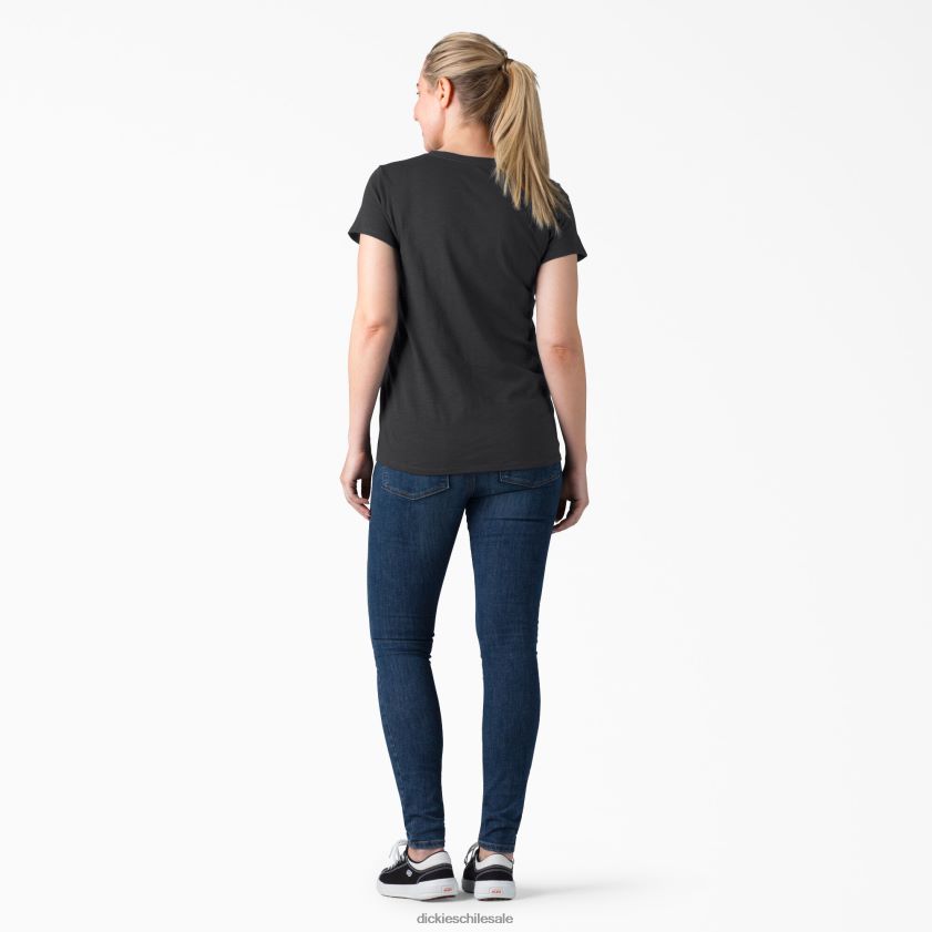 negro (kbk) mujer camiseta de manga corta con cuello en v Dickies vestir X4H0F2065