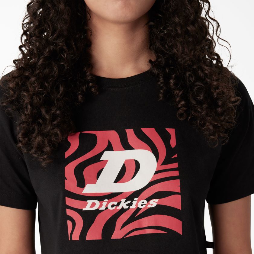 negro (kbk) mujer playera corta con gráfico de cebra Dickies vestir X4H0F2193