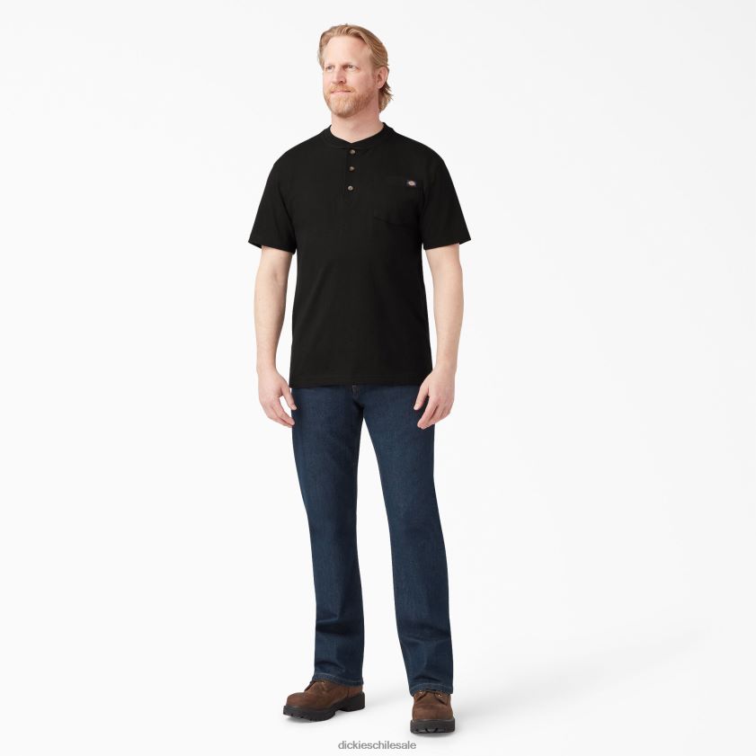 negro (negro) hombres camiseta henley de peso pesado de manga corta Dickies vestir X4H0F635