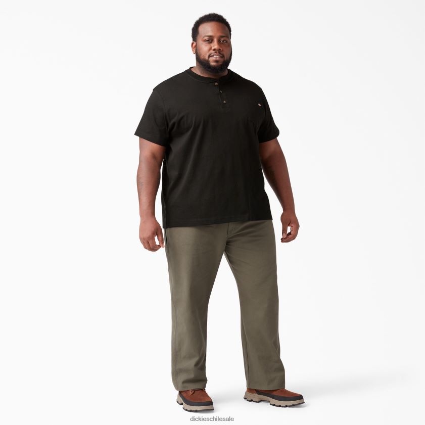 negro (negro) hombres camiseta henley de peso pesado de manga corta Dickies vestir X4H0F635