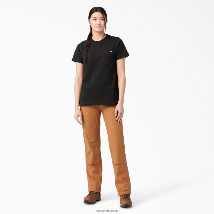 negro (negro) mujer camiseta de manga corta de peso pesado Dickies vestir X4H0F1954