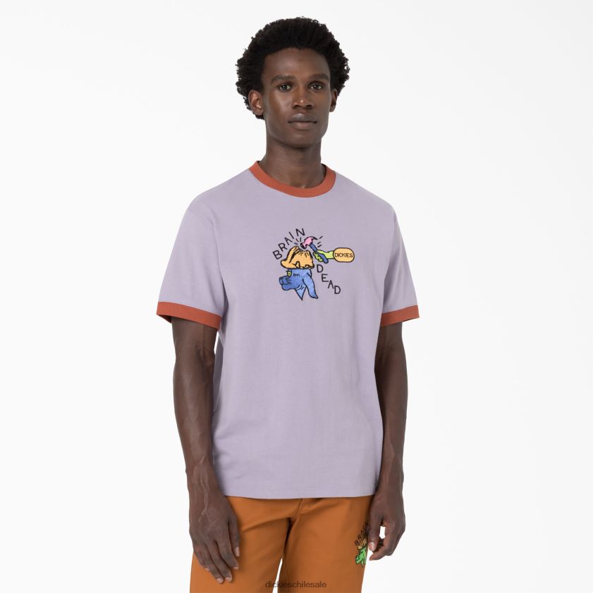púrpura (pr) hombres playera bordada con muerte cerebral Dickies vestir X4H0F759