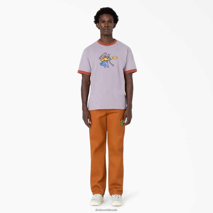 púrpura (pr) hombres playera bordada con muerte cerebral Dickies vestir X4H0F759