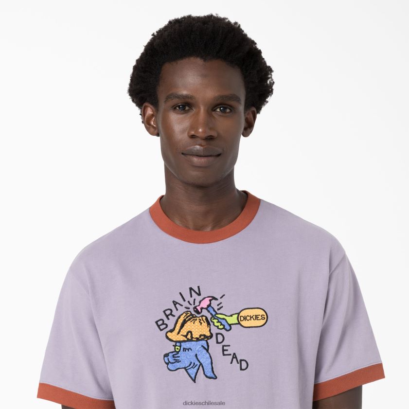 púrpura (pr) hombres playera bordada con muerte cerebral Dickies vestir X4H0F759
