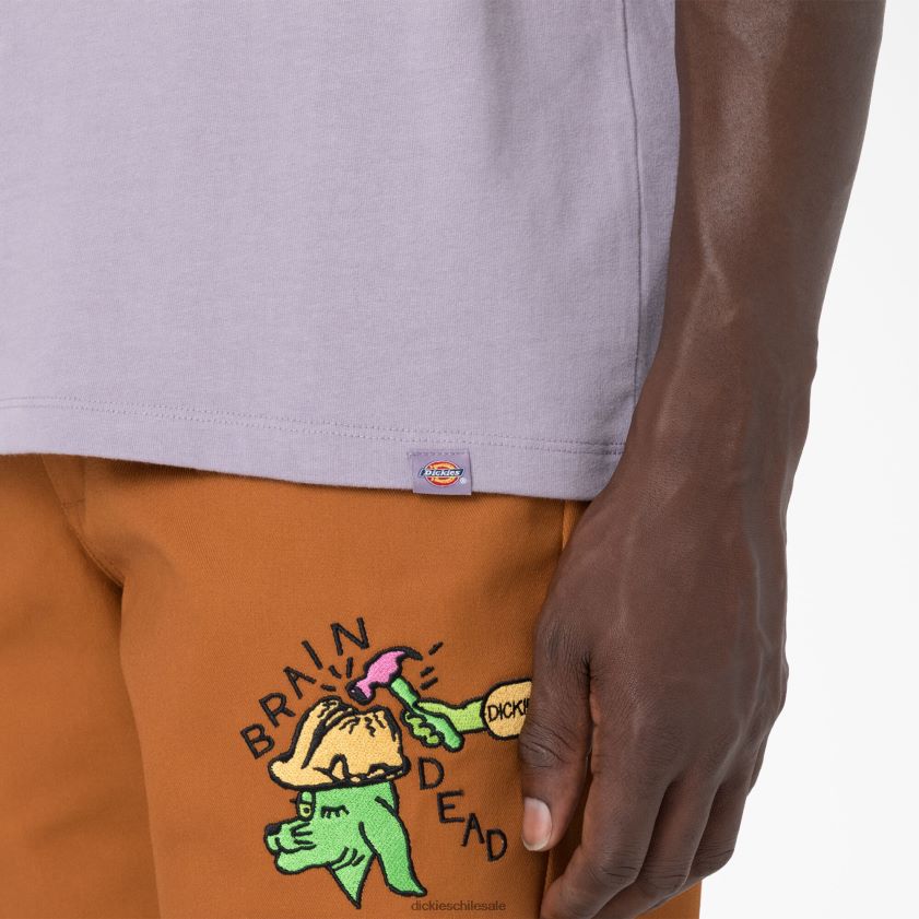 púrpura (pr) hombres playera bordada con muerte cerebral Dickies vestir X4H0F759