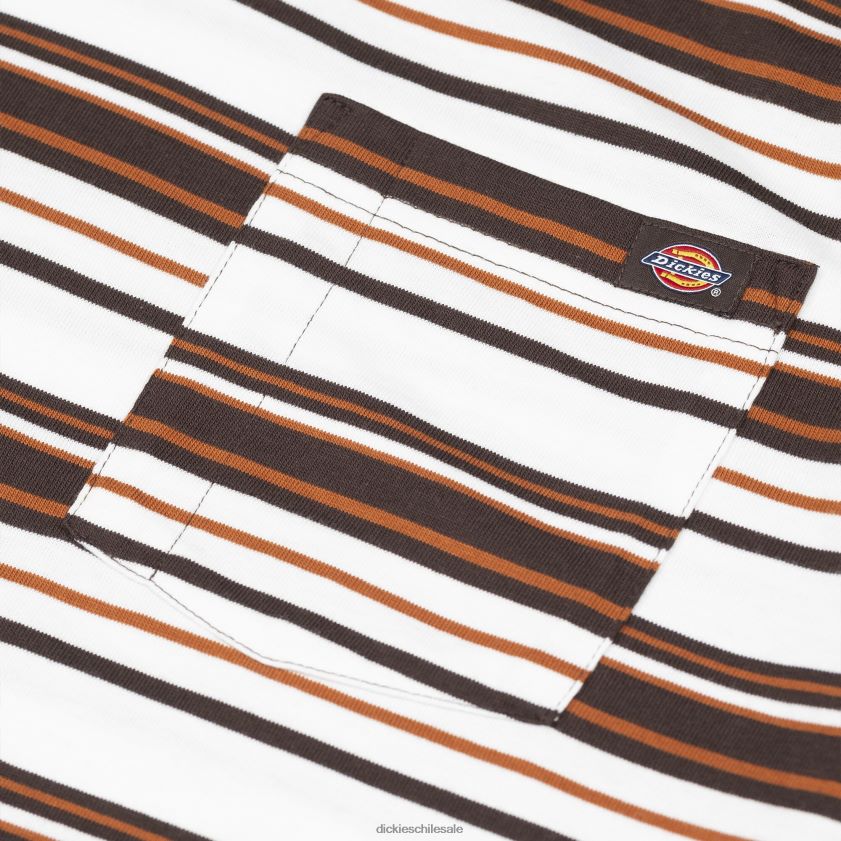 raya marrón chocolate (csr) hombres camiseta holgada a rayas con bolsillo Dickies vestir X4H0F744