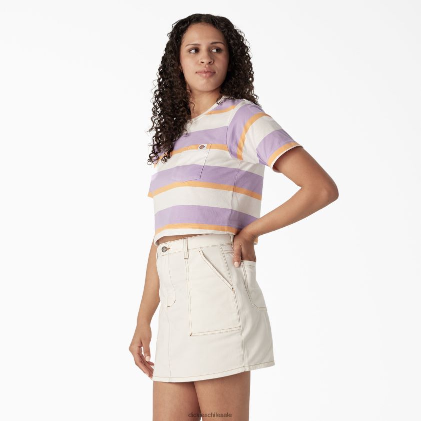 raya universitaria blanca/morada (wps) mujer camiseta corta a rayas Dickies vestir X4H0F2014
