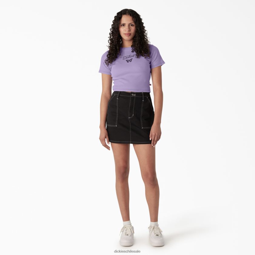 rosa morada (ur2) mujer camiseta corta con gráfico de mariposa para bebé Dickies vestir X4H0F2137