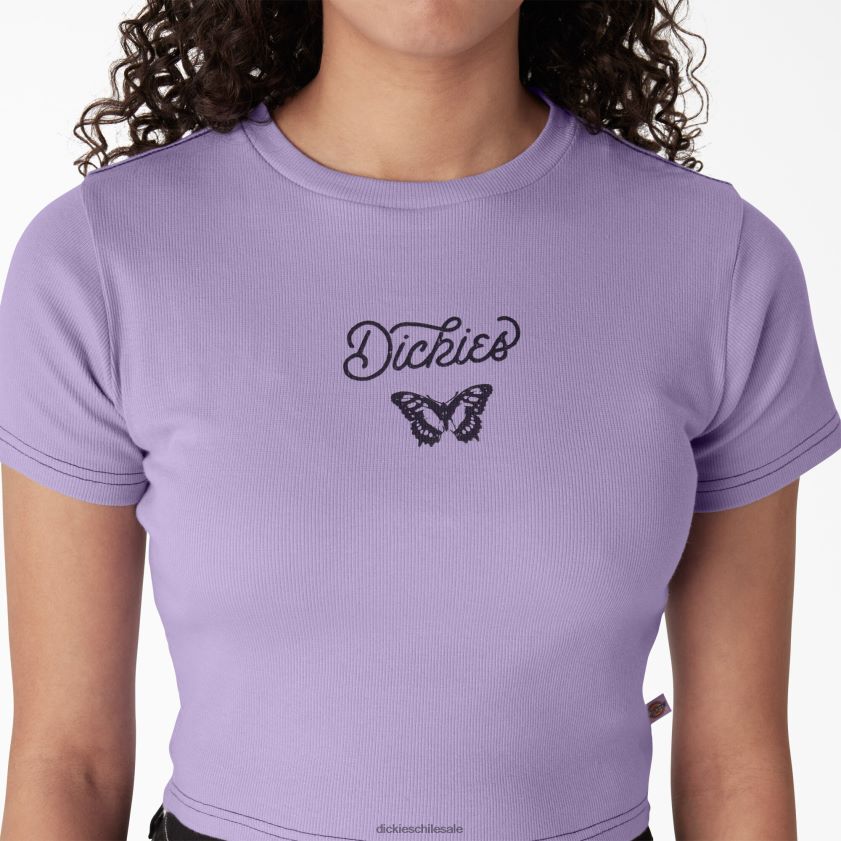 rosa morada (ur2) mujer camiseta corta con gráfico de mariposa para bebé Dickies vestir X4H0F2137