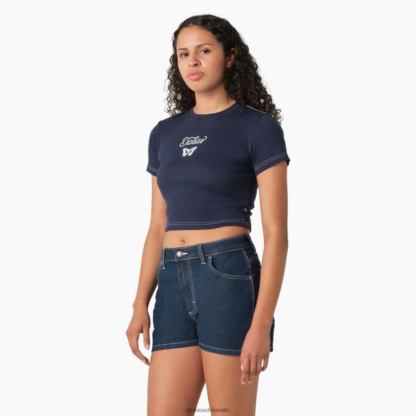 tinta azul marino (ik) mujer camiseta corta con gráfico de mariposa para bebé Dickies vestir X4H0F2136