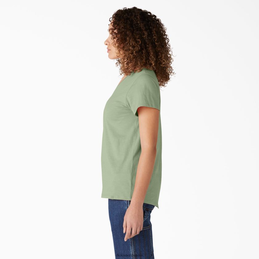 verde celadón (c2g) mujer camiseta de manga corta con cuello en v Dickies vestir X4H0F2060