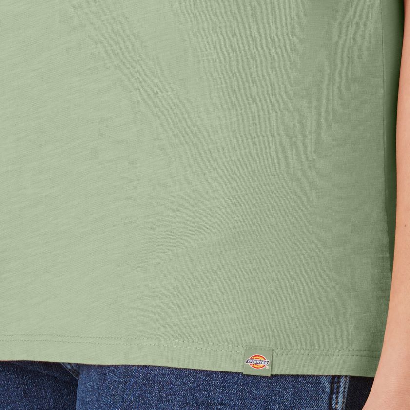 verde celadón (c2g) mujer camiseta de manga corta con cuello en v Dickies vestir X4H0F2060