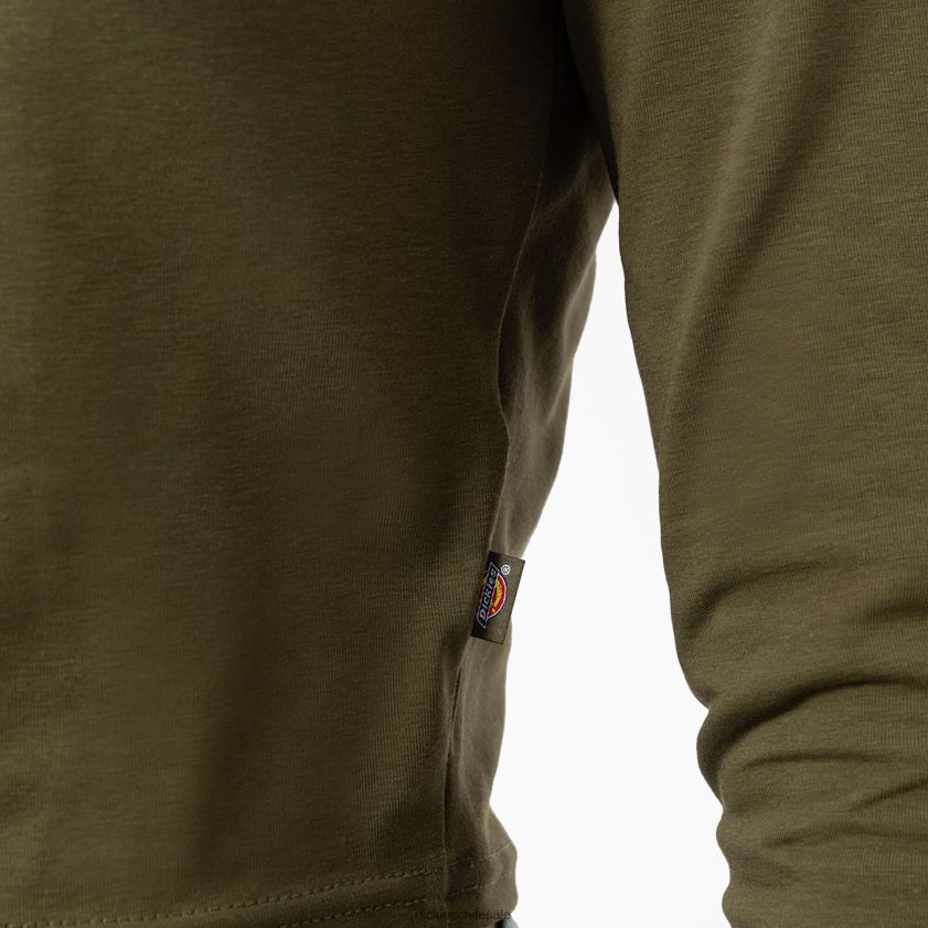 verde militar (ml) mujer camiseta corta de manga larga con logo de Maple Valley Dickies vestir X4H0F2053