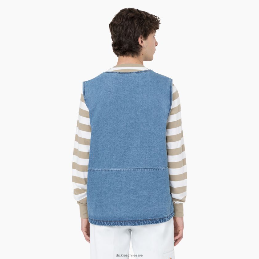 mezclilla ligera (ltd) hombres chaleco de mezclilla con cremallera en el frente Dickies vestir X4H0F972