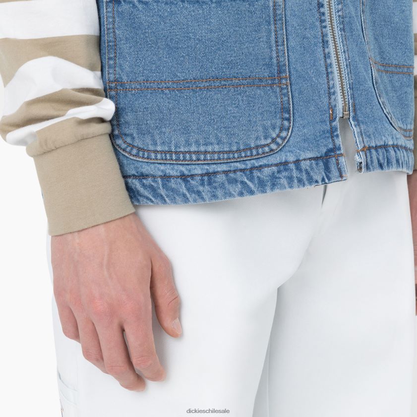 mezclilla ligera (ltd) hombres chaleco de mezclilla con cremallera en el frente Dickies vestir X4H0F972