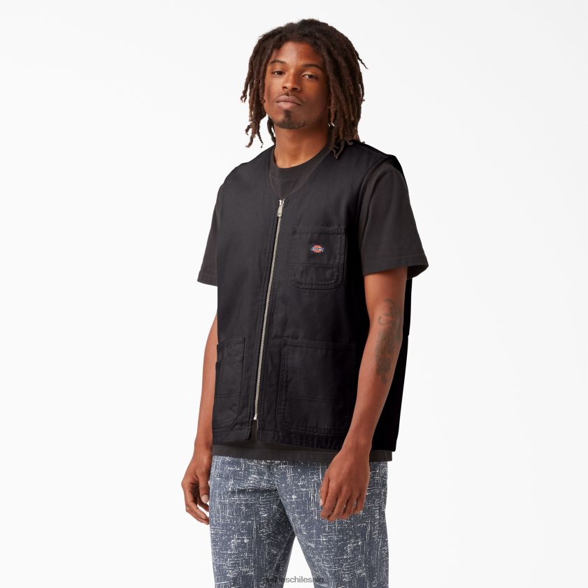 negro lavado a la piedra (sbk) hombres chaleco de carpintero de pato lavado a la piedra Dickies vestir X4H0F1055