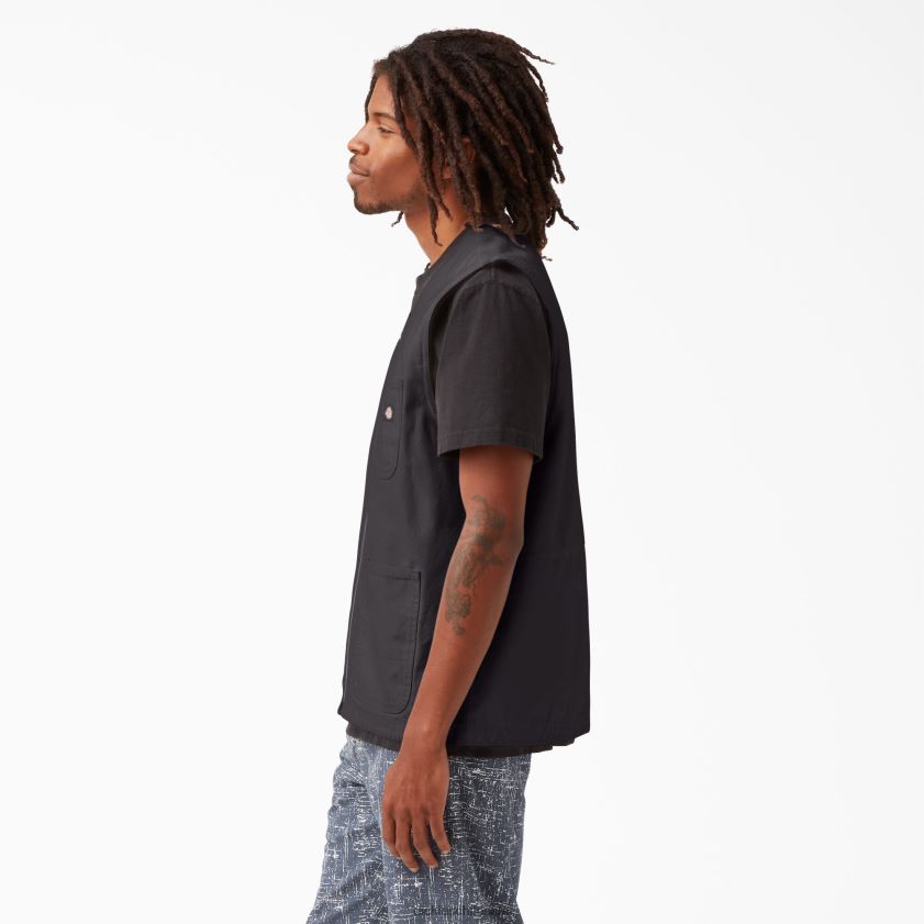 negro lavado a la piedra (sbk) hombres chaleco de carpintero de pato lavado a la piedra Dickies vestir X4H0F1055