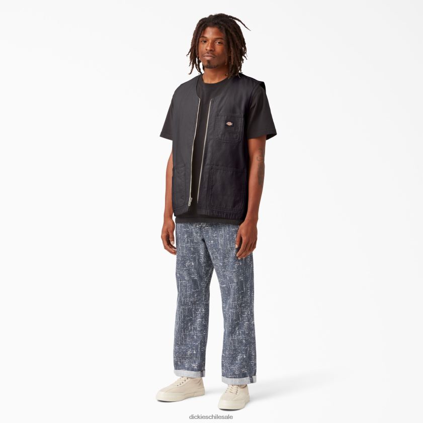 negro lavado a la piedra (sbk) hombres chaleco de carpintero de pato lavado a la piedra Dickies vestir X4H0F1055