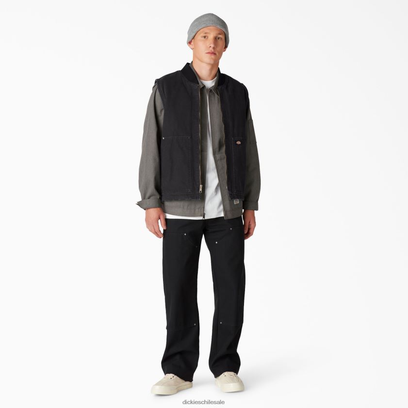 negro lavado a la piedra (sbk) hombres chaleco de pato lavado a la piedra con forro polar de pelo alto Dickies vestir X4H0F1033