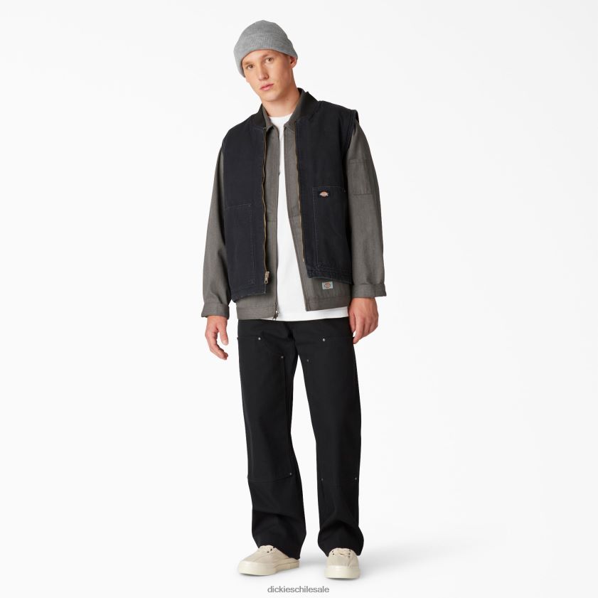 negro lavado a la piedra (sbk) hombres chaleco de pato lavado a la piedra con forro polar de pelo alto Dickies vestir X4H0F1033