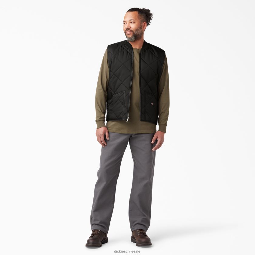 negro (negro) hombres chaleco capitonado con rombos Dickies vestir X4H0F1022