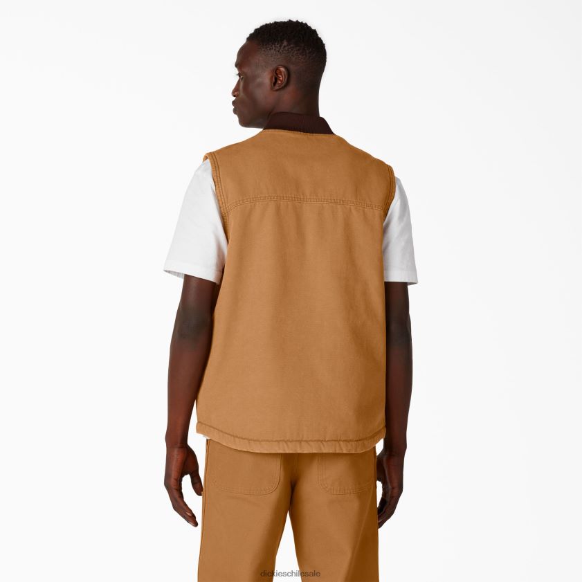 pato marrón lavado a la piedra (sbd) hombres chaleco de pato lavado a la piedra con forro polar de pelo alto Dickies vestir X4H0F1032