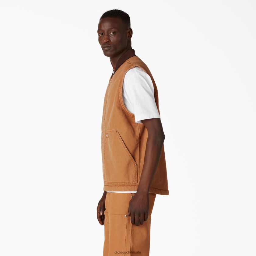 pato marrón lavado a la piedra (sbd) hombres chaleco de pato lavado a la piedra con forro polar de pelo alto Dickies vestir X4H0F1032