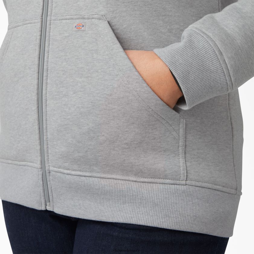 gris jaspeado (hg) mujer sudadera con capucha y cierre completo de peso pesado Dickies vestir X4H0F2277