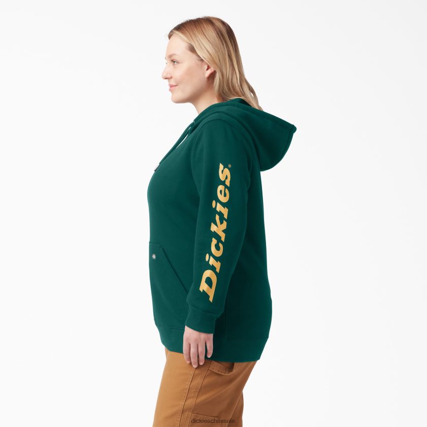 verde bosque (pies) mujer jersey grueso con logo en la manga Dickies vestir X4H0F2344