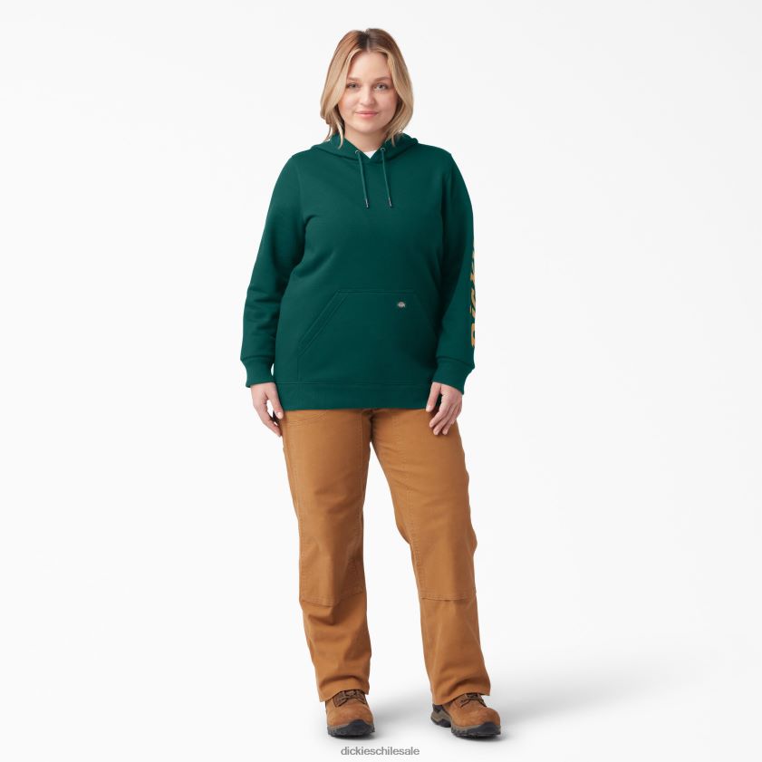 verde bosque (pies) mujer jersey grueso con logo en la manga Dickies vestir X4H0F2344